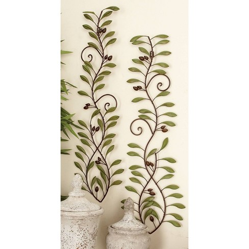 Wood Leaf Framed Wall Art With White Frame Set Of 4 Dark Green - Olivia &  May : Target