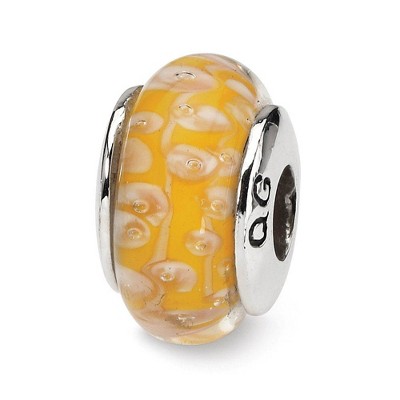 Black Bow Jewelry Yellow Glass & Sterling Silver Bead Charm