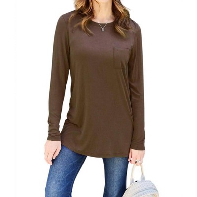 Women's Luxe Long Sleeve Top With Pockets - Basic Bae