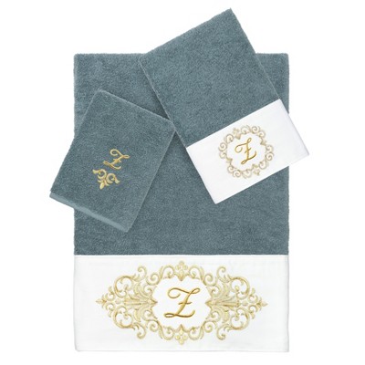 Linum Home Textiles 100% Turkish Cotton MONICA Gold Thread 3PC Embellished Towel Set