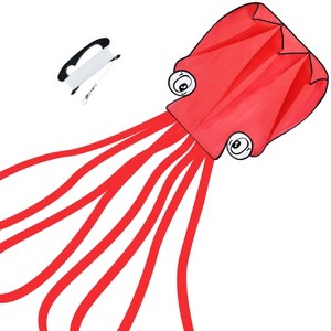 Joyfy Large Octopus Kite - Red/Rainbow, Easy to Fly Giant Beach Kites with 328ft Line for Kids and Adults, Ideal for Outdoor Fun and Family Activities - 1 of 4