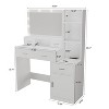 Sapphtopaz Dressing Table Modern Makeup Vanity with Socket, LED 3-color Illuminated Mirror, Drawers, Shelffor for Dressing Room - 4 of 4