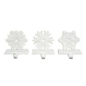 Transpac Cast Iron Snowflake Stocking Holder Set of 3 - Perfect for Christmas Decor and Stocking Displays - 1 of 1