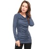 Allegra K Women's Cowl Neck Long Sleeves Buttons Decor Solid Ruched Top - 2 of 4