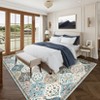 Vintage Trellis Area Rug Traditional Floral Washable Rugs for Living Room Bedroom Low Pile Non-Slip Floor Carpet - 2 of 4