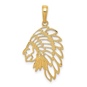 Black Bow Jewelry 14k Yellow Gold Cut-Out Headdress Polished Pendant - 1 of 4