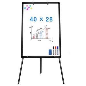 Maxtek Easel Whiteboard Height Adjustable 42" to 63" H Magnetic Mobile Whiteboard and Flipchart - 1 of 4