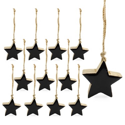 AuldHome Design Enamel Christmas Ornaments 12pk; Rustic Farmhouse Wood Tree Decorations, Retro Vintage Style