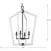 Progress Lighting Galloway 4-Light Foyer Pendant, Matte Black, Open Frame, Brushed Nickel, Candelabra Lights, No Shade - 3 of 4