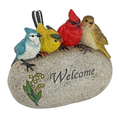 Medium Hand-Painted Resin Bird Welcome Garden Statue
