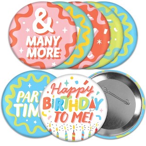 Big Dot of Happiness Party Time - 3 inch Happy Birthday Party Badge - Pinback Buttons - Set of 8 - 1 of 4