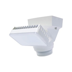 IQ America Motion Security Flood Light, 1600 Lumen LED, Outdoor Wall/Eave Mount for Shed, Storage, Attic, Workshop, Garage, White - 1 of 4
