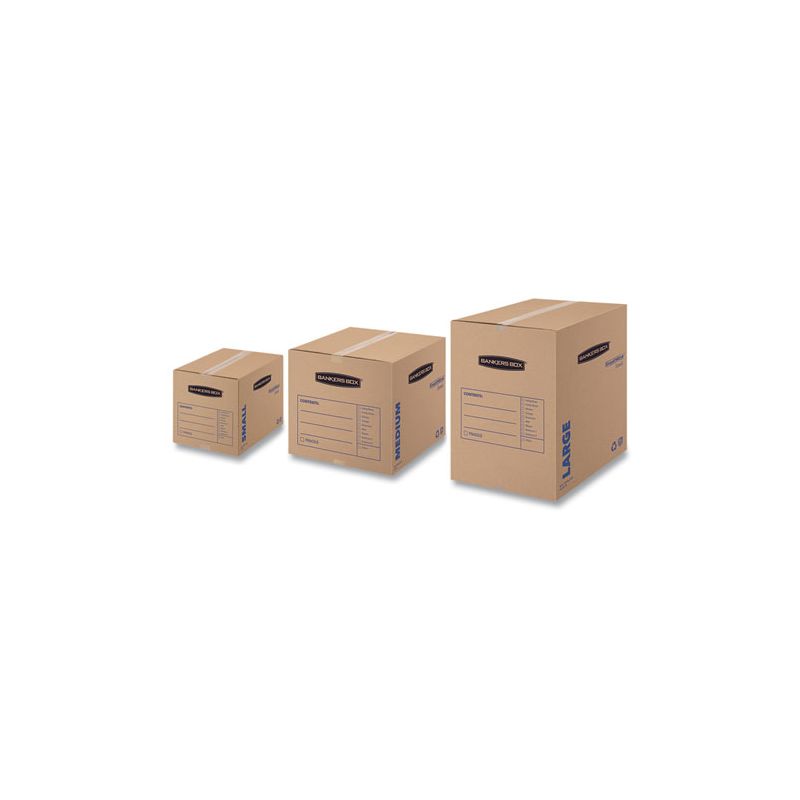 Bankers Box SmoothMove Basic Moving Boxes, Regular Slotted Container (RSC), Large, 18" x 18" x 24", Brown/Blue, 15/Carton, 5 of 6