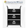 GustoWave Metal Rolling Book Storage Cart, V-Shaped 3-Tier Display Shelf with Side Hooks & 4 Lockable Wheels - Black - 3 of 4