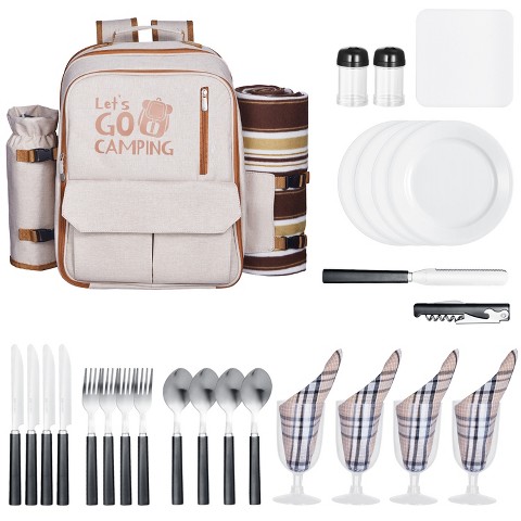 Рюкзак VEVOR Picnic , Beach Picnic Bag for 4 Person with Insulated Cooler Compartment, Detachable Bottle/Wine Holder, Beige