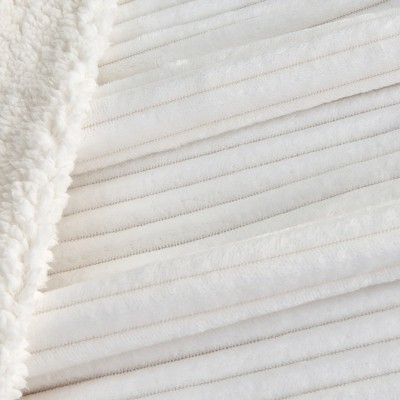 Ribbed Texture Reversible Taupe Throw Blanket - Great Bay Home (90" x 66" Blanket, White)