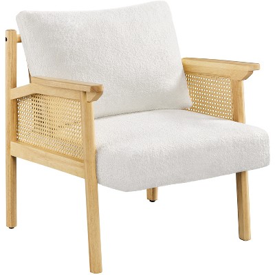 Yaheetech Boucle Upholstered Accent Chair Lounge Chair for Living Room, White