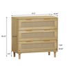 RISOKEYS 3 Drawer Dresser for Bedroom, Wooden Rattan Dresser Chest of Drawers, Cabinet Rattan Drawer, for Bedroom,Living Room,Dining Room,Hallways - 3 of 4