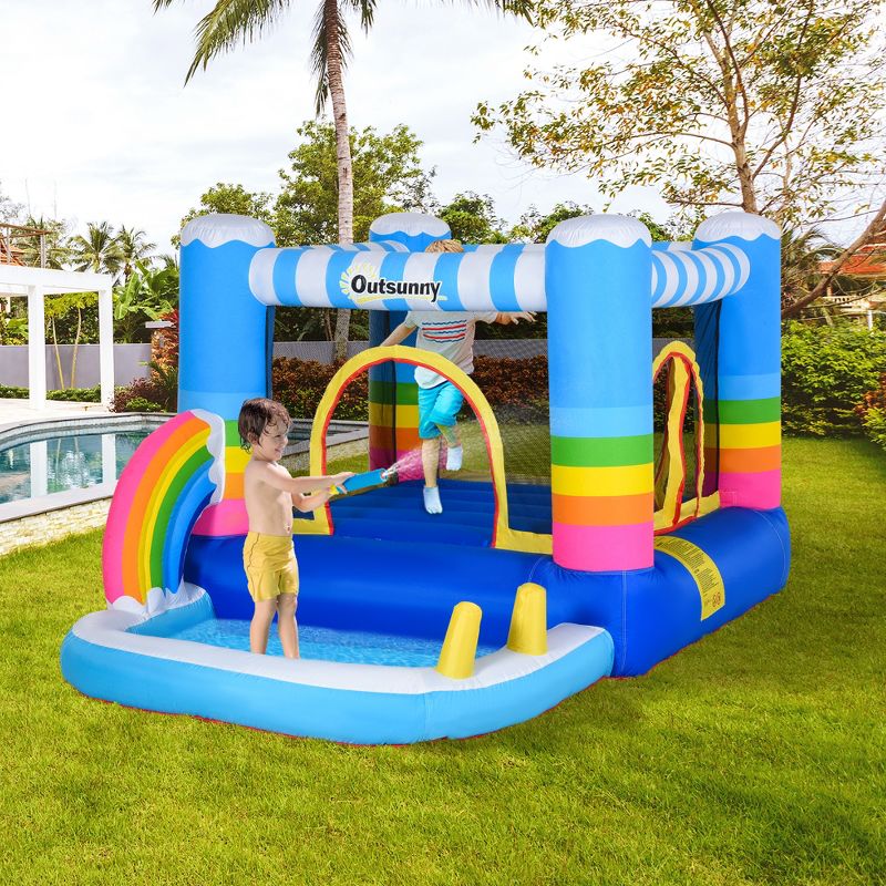 Outsunny Inflatable Bounce House for Kids 2-in-1 Jumping Castle with Trampoline, Pool, Carry Bag & Air Blower, 3 of 10