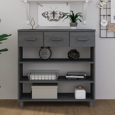 vidaXL Console Table HAMAR Dark Gray 35.4 in.x13.8 in.x35.4 in. Solid Wood Pine