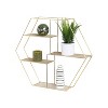 Honey-Can-Do 4 Tier Hexagonal Decorative Metal Wall Shelf Gold: Floating Steel Shelves with Mounting Hardware - 2 of 4