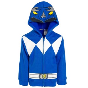 Power Rangers Blue Ranger Red Ranger Black Ranger Fleece Zip Up Hoodie - 1 of 4