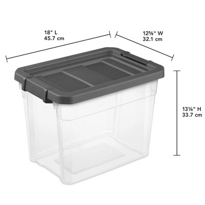 30 Quart Clear Plastic Stackable Storage Bins with Gray Lids, 6-Pack