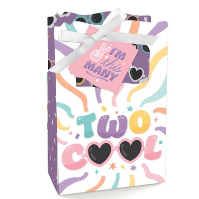 Big Dot of Happiness Two Cool - Girl - Pastel 2nd Birthday Party Favor Boxes - Set of 12