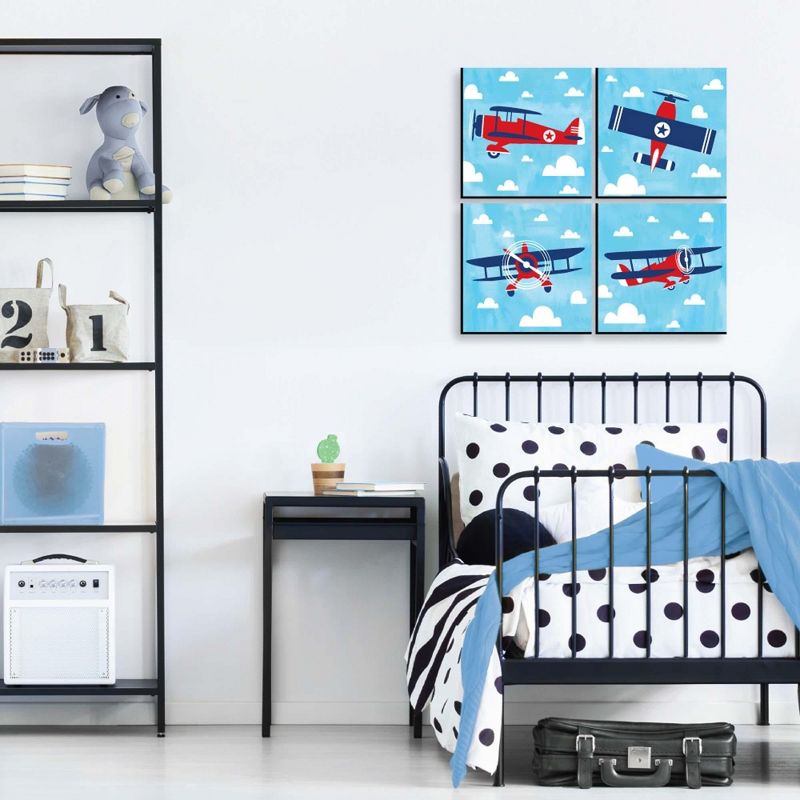 Big Dot of Happiness Taking Flight - Airplane - Vintage Plane Kids Home Decor - 11 x 11 inches Nursery Wall Art - Set of 4 Prints for baby's room, 3 of 9