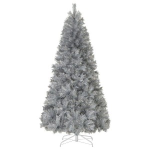 Resenkos 7-Ft Artificial Christmas Tree with Warm White LED Lights - Silver - 1 of 4