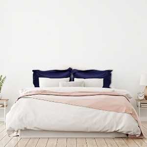 PiccoCasa Satin Silky Oxford Machine Washable Envelope Closure Euro Sham Pillowcases 2 Pcs - 1 of 4