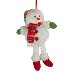 Northlight 13" Jolly Smiling Plush Snowman Hanging Christmas Ornament - 1 of 4