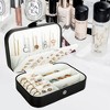 HTUTWOO Travel Jewelry Box, PU Leather Jewelry Organizer for Girls, Portable Mini Travel Case Display Storage Holder Boxes for Stud Earrings, Rings - 3 of 4