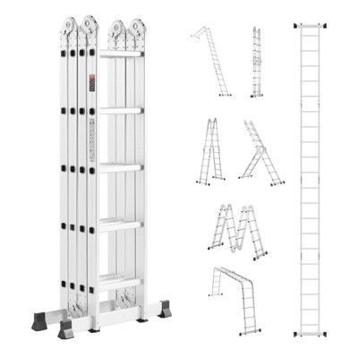 Cesicia 19FT Silver Metal 7-in-1 5-Step Folding Ladder