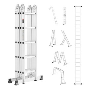 Cesicia 19FT Silver Metal 7-in-1 5-Step Folding Ladder - 1 of 4