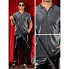 INSPIRE CHIC Men's Short Sleeve Disco Glitter Metallic Polo Shirt - 4 of 4