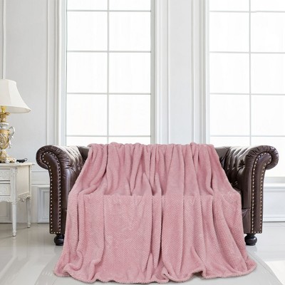 1 Pc Throw Polyester Shaggy Sherpa Bed Blankets Pink  - PiccoCasa