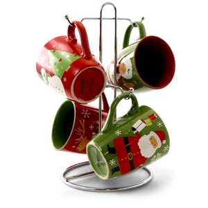Gibson Home Santa Smile 4 Piece 15 Ounce Stoneware Mugs in Assorted Designs - 1 of 4