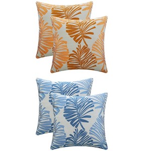 REGALWOVEN 4 Pcs Palm Leaf Pattern Decorative Throw Pillow Covers for Farmhouse Home Sofa Couch Bed - 1 of 4