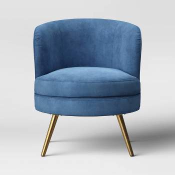 Beadle Accent Chair with Brass Leg Velvet Blue - Project 62™
