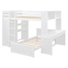 TIRAMISUBEST Twin/Full Size Bunk Bed with a Twin Size Stand-alone Bed, Bulit-in Desk and Wardrobe, Solid Wood Bunk Bedframe with Storage Shelves - 3 of 4