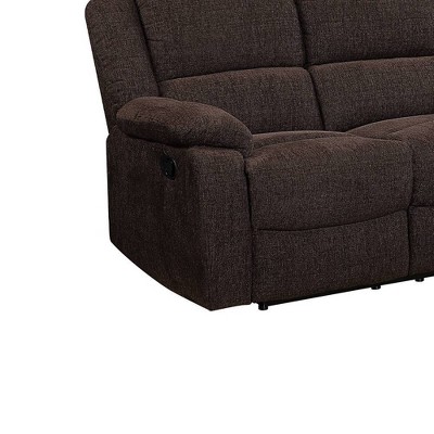 Kalen 78'' Velvety Brown Chenille Reclining Sofa with Cup Holders