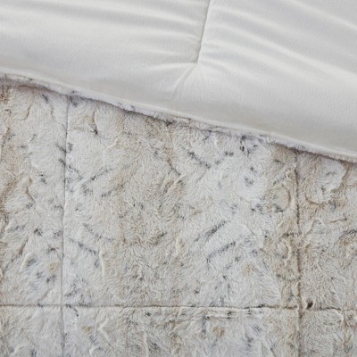 Twin Snow Leopard Faux Fur Comforter Set