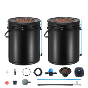 VEVOR DWC Hydroponics Grow System, Hydroponic Growing System with Top Drip Kit, Deep Water Culture 5-Gallon 2 Buckets, with Air Pump, Black - 1 of 4