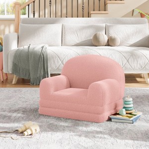 Coucheta 2-In-1 Convertible Kids Sofa, Foldable Toddler Couch with Teddy Fleece, Convertible Lounge for Playroom or Nursery, Gift for Boys & Girls - 1 of 4