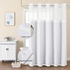 No Hook Shower Curtain with Snap in Fabric Liner Waffle Weave Heavy Duty Thick Waterproof Bathroom Curtain Set - 2 of 4