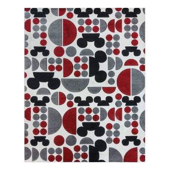 Mickey Mouse Encore 5'3"x7' Indoor Spheres Area Kids' Rug Red/Black/Gray