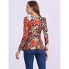 INSPIRE CHIC Women's Long Sleeves Padded Shoulder Scoop Neck Printed Peplum Shirt - 4 of 4