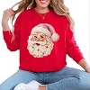 Santa Face Textured Paint - Women's Garment Dyed Long Sleeve Graphic T-Shirt - 3 of 4