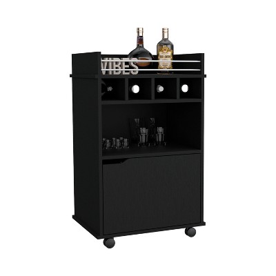 Depot E-Shop Sims 35" H Bar Cart with 2 Shelves, 4 Wine Cubbies, and 1 Cabinet